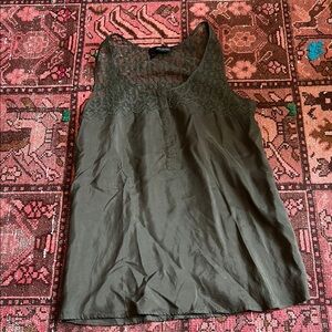 Women's Olive Green Lace Trim Top